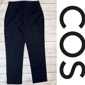 COS Women's Black Stretch Cotton Straight Leg Trousers High Waist  Size 8